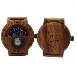 Wristwatches Creative Asian Pear Wooden Men Real Solid Natural Wood Watches Rosewood Male Turntable Compass Wristwatch Clock