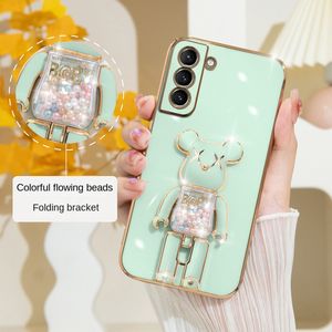 Phone YEZHOU Bear Case für Samsung S21 S22 S23 ultra Phone Case Galvanisch All-Inclusive Galaxy Note10 20 plus Cartoon Candy Bear Folding Bracket A53(5G) ph MQ8D