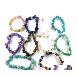 Beaded Strands Mticolor Beadeds Broken Natural Beaded Bracelets For Women Healing Crystal Quartz Stone Elasticity Wristband Mens Fa Dhi8U