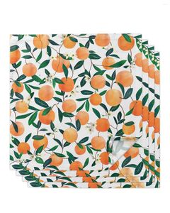 Table Napkin 4/6/8pcs Orange Leaf Flower Branch Napkins Cloth Wedding Party Festival Kitchen Dinner Handkerchief