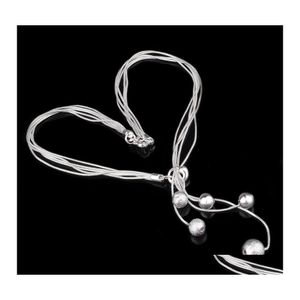 Collane con ciondolo Moda Elegante Collana da donna 925 Piccola palla Lunga catena Mit Gioielli placcati argento Regalo amorevole 875 Q2 Consegna goccia Dhm8Z