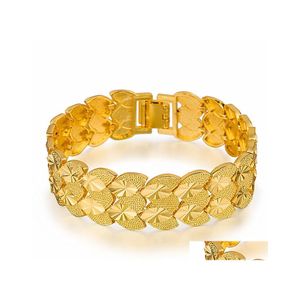 Bangle Fashion Lucky 24k Gold Armband L￤mpligt f￶r kvinnors smycken g￥vor Hj￤rtarmband Drop Leverans DHPKY