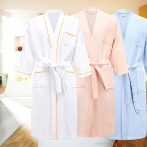 Accappatoi da uomo 5 stelle el 100% cotone Kimono da uomo Accappatoio Plus Size Asciugamano Accappatoio Mens Waffle Robes per le donne Vestaglia lunga Sleepwear 230207