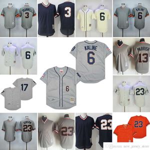 Film Vintage 6 Maglie da baseball Al Kaline cucite 23 Kirk Gibson 3 Alan Trammell 13 Lance Parrish 17 Denny McLain 24 Miguel Cabrera Grey 1968 1970