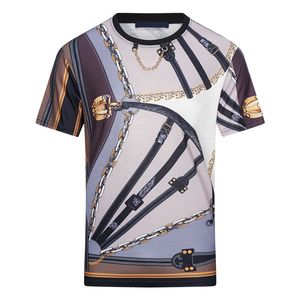 men's T-shirt is made of 100% cotton fabric, and the reverse side is printed with elegant effect and low-key dark pattern customized chain Men's and women's T-shirts