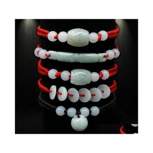 Charmarmband 1pc En kinesisk orientalisk gr￶n med p￤rlor R￶d str￤ng rep Lucky Armband Justerbara Drop Leverans smycken DHFZG