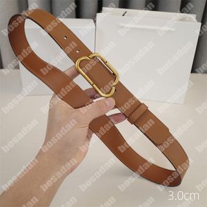 Mens Belt Luxury Designer Cowskin Belts Smooth Buckle Fashion Woman Waistband Casual Brown Belts Lady Cintura Ceintures B Belt Width 3cm