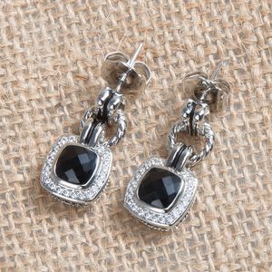 Luxury Women Stud ￶rh￤ngen Elegant inlagd svart och liten cystal zirkon dangler h￶g smycken bankett br￶llop f￶delsedag present