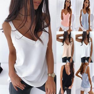 Blouses feminina Mulheres tampas de tanques camisóislos verão sexy decote em v alê