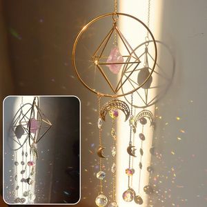 Garden Decorations Crystal Wind Chime Star Moon Sun Catchers Windchimes Plated Colorful Beads Hanging Drop for Outdoor Indoor Garden Decor Craft 230207