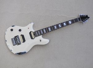 Sol el 6 telli Beyaz Elektro Gitar Floyd Rose Rosewood Kıvrığı