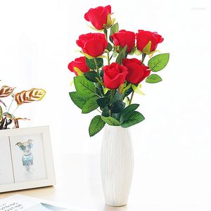 Dekoratif Çiçekler 7cm 1 PCS Romantik Gül Yapay Çiçek Diy Kırmızı Beyaz İpek Sahte Parti Ev Düğün Dekorasyonu Sevgililer Günü