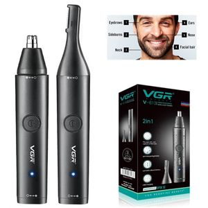 Clippers Trimmers VGR 2in1 Washable Nose Hair Trimmer for Men Women Grooming Beard Electric Ear Cleaner Eyebrow Trimmer For Face Body Rechargeable 230208