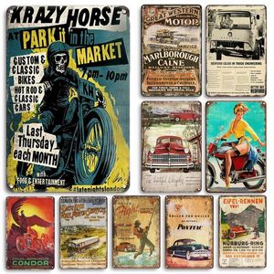 Garagem Vintage Pintura de metal adesivos de parede Retro Car Car Poster de Motocicleta Tin Sign de Natal Antigo Presente Decoração de Casa 20cmx30cm woo