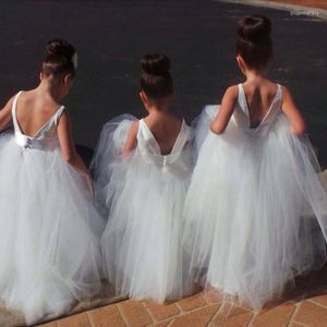 Girl Dresses Ivory Lace Kids First Nude Crystal Pearls Belt Flower Dress Wedding Party