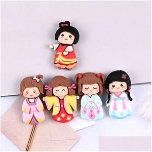 Inne 20pcs/Lot Cartoon Loveliness Girl Flatback Desin Components Cabochon Scrapbooking Postacie rzemieślnicze