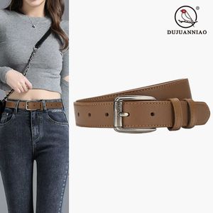 Belts New Leather Women's Belt Zinc Alloy Needle Buckle Perforated Belt Casual Jeans Simple and Versatile Student Belt G230207