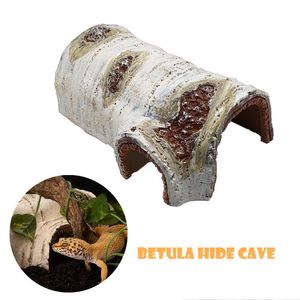 爬虫類の供給2023 SMLハビタット樹皮の曲がりくねった隠れ家洞窟トカゲのテラリウム造園装飾230208