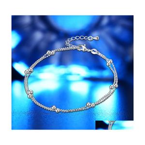 Fußkettchen Sexy Knöchelarmbänder Strandschmuck 925 Sterling Silber Doppelschichten für Frauen Boot Fuß Schiff 2210 T2 Drop Lieferung DHSA5