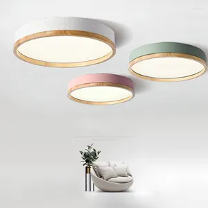 Plafoniere Nordic Modern Semplicity Style Round Mounted Lamp LED per camera da letto Apparecchio di illuminazione per cucina in legno per interni