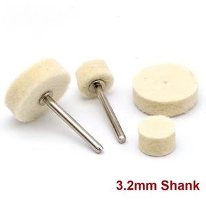 10Pcs Grinding Polishing Buffing Round Wheel Pad Wool Felt 1 Rod 3.2mm Shank Metal Surface For Dremel Rotary Tools Accessories