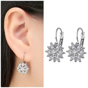 Hoop Earrings AMC Luxury Flower For Women Girls Cubic Zircon Ear Hoops Ring Bridal Wedding Party Dressing Jewelry Gift