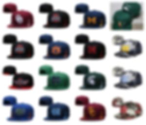 2022 Tüm Team Fan's NCAA USA Kolej Beyzbol Ayarlanabilir Şapka Karışımı Renkler Bir Beden Mor Mavi Kırmızı Renk Düz Fatura Baskı Snapback Caps Bone Chapeau BT-05