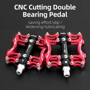 Bike Pedals ROCKBROS Bicycly Pedal CNC Aluminum Alloy Bike Pedals Flatform Anti-slip MTB Road 9/16 Sealed Pelin DU Bearing Cycling Pedal 0208