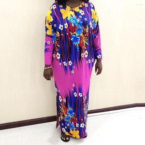 Etniska kläder dashiki plus storlek av hög kvalitet afrikanska klänningar för kvinnor färgglada blommigt tryck långärmad skönhet vestidos fest