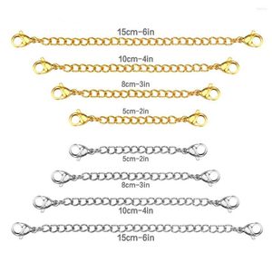 Chains LUXUKISSKIDS Wholesale 8pcs/lot 316L Plating Extended Chain Necklace Stainless Steel Rolo Gold Color 2 3 4 6 Inch