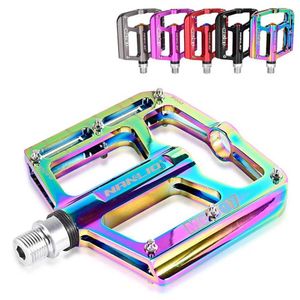 Bike Pedals New 1 Pair Bicycle Pedal Ultra Aluminum Alloy Non-slip Steel Bearing Stylish Mountain Road Bike Pedals Flat Bike Pedals MTB Road 0208
