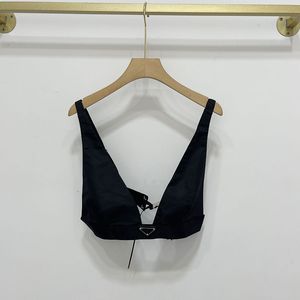 Triangle Badge Summer recycled nylon bra style Tanks Sexy retro ins Slim and versatile top