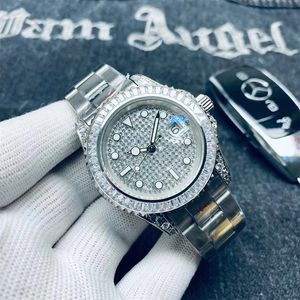 Diamond Mens Watch Luxury Designer Moissanite Gold Watches Automatisk rörelse Slidande storlek 41mm gummi rostfritt stålklockor i isklockor titta på för män
