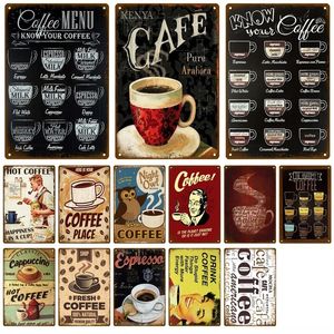 Metal Painting Coffee Tin Sign Vintage Wall Art Poster Metal Sign Metal Placa de parede decorativa Cozinha de cozinha Metal Metal Vintage Cafe Bar Decoração de casa Acessórios 20cmx30cm woo