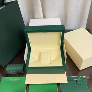 Titta på lådor Luxury Green Box Original Toppkvalitet Träfodral Pockets Portable Plastic Present Organizer