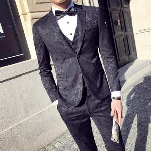 Ternos masculinos de trajes masculinos de trajes de fivela de dois botões Men apoiador de três cores opcional de três peças (calça de colisteira)