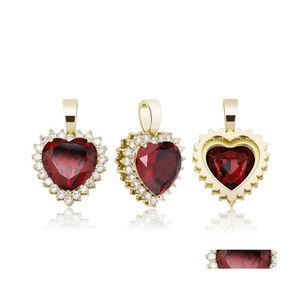 Pendant Necklaces Love Heart Fashion Gold Sier Color Men Women Luxury Big Size Zircon Hip Hop 3483 Q2 Drop Delivery Jewelry Pendants Dhkey