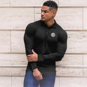 Męska marka Polos Spring Long Sleeve Fitness Polo Shirt Men Camisa Masculino Casual Cotton Shirts Mens Poloshirt Gym Clothing Jersey