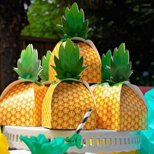 Gift Wrap 20pcs/lot DIY Pineapple Paper Wedding Favors Candy Boxes Kids Birthday Hawaiian Beach Party Box Decorations