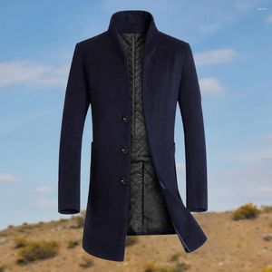 Men's Trench Coats Men Coat Single Breasted Thicken Winter Slim Fit Warm Windbreaker For Daily Wear