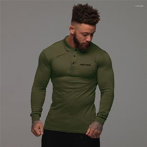 Męska marka Polos Casual Spring Solid Kolor Długie rękaw Slim Fit Men Polo Shirt Streetwear Ustanie społeczne koszulki męskie koszulki