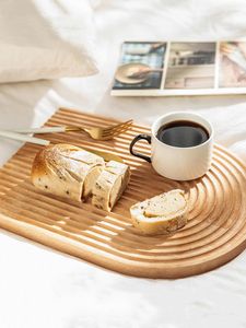 Talerze Nordic Breakfast Bread Plate Solid Wood Home Western Beech Dinner Creative Pizza Steak Tray Arked Strale