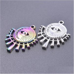Charms 1/2Pcs Openwork Sector Famous Demon Eye Moon Stainless Steel Devils Pendant For Making Jewelry Earrings Materialcharms Dhnbm