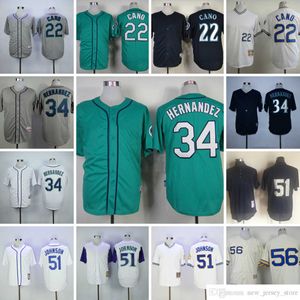 Filme Vintage 22 Robinson Cano Baseball Jerseys Costurado 34 Felix Hernandez 51 Suzuki Ichiro 56 Jim Bouton 1989 Branco Verde Cinza Creme Pulôver