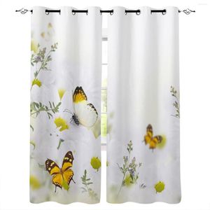 Curtain Butterfly Daisy Flower Petals Curtains For Living Room Window Bedroom Modern Interior Home Decoration