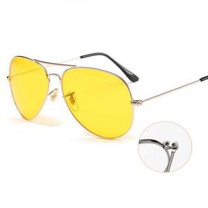 Óculos de sol piloto amarelo óculos de sol feminino dia visão noturna óculos clássico marca designer masculino óculos de sol para dirigir óculos de lente transparente G230206