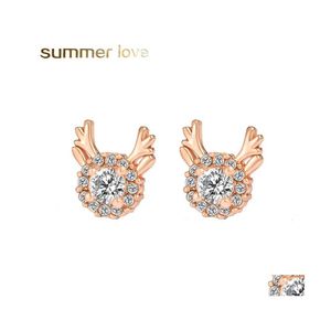 Stud Creative Reinerer Snowflake Cyrrrings For Women Temperament Temperament Mały łosie Copper Christmas Aronting Dostawa Dhvds Dhvds