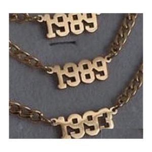 Ankiety 19802010 Rok urodzeń Numer Bransoletka nogi biżuteria stalowa kostka kostki Bracelety Rose Gold Kolor Kolor dla kobiet Prezenty 1254 DH1QJ