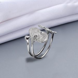 Wedding Rings RICKI Fashion Leaf Cuff Bracelets For Girl/Boy Bangle Wide & Bangles Jewelry Silver Color Hand Accessories