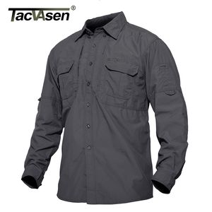 Mens Casual Shirts Tacvasen Tactical Summer Lightweight Quick Torking Army Military Long Sleeve Outdoor Work Cargo 230208